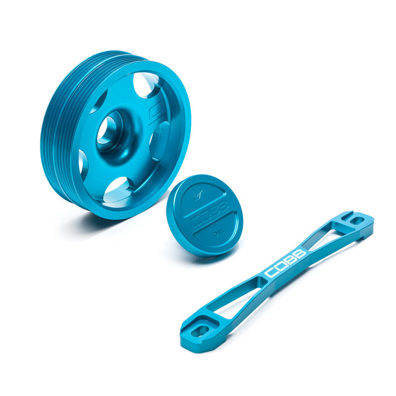 COBB Main Pulley Oil Cap Battery Tie Down Package Teal (SUB00003AQ) | Subaru WRX 2002-2014 / STI 2004-2014