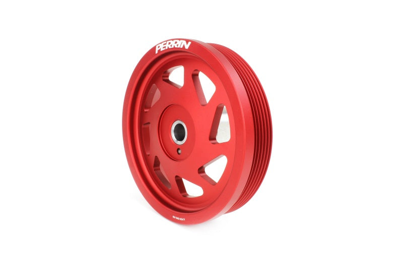Perrin Lightweight Crank Pulley Red (PSP-ENG-106RD) | Subaru WRX 2022-2025 / BRZ 2022-2025 / Crosstrek 2017-2025 / Ascent 2019-2025 / Outback XT 2020-2025 / Legacy XT 2020-2025 / GR86 2022-2025