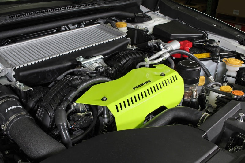 Perrin Pulley Cover Neon Yellow (PSP-ENG-153NY) | Subaru WRX 2022-2025