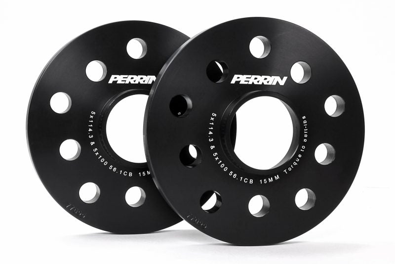 Perrin Wheel Spacers 15mm For 5x100 And 5x114.3 Bolt Pattern 56mm Hub Centric Set of 2 Black (PSP-WHL-115BK) | Subaru WRX / STI / BRZ / Forester XT / Legacy GT / Legacy XT / Outback XT / Crosstrek / Ascent / Scion FR-S / Toyota GT86 / GR86