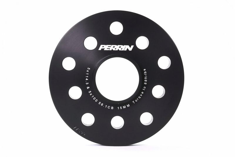 Perrin Wheel Spacers 15mm For 5x100 And 5x114.3 Bolt Pattern 56mm Hub Centric Set of 2 Black (PSP-WHL-115BK) | Subaru WRX / STI / BRZ / Forester XT / Legacy GT / Legacy XT / Outback XT / Crosstrek / Ascent / Scion FR-S / Toyota GT86 / GR86