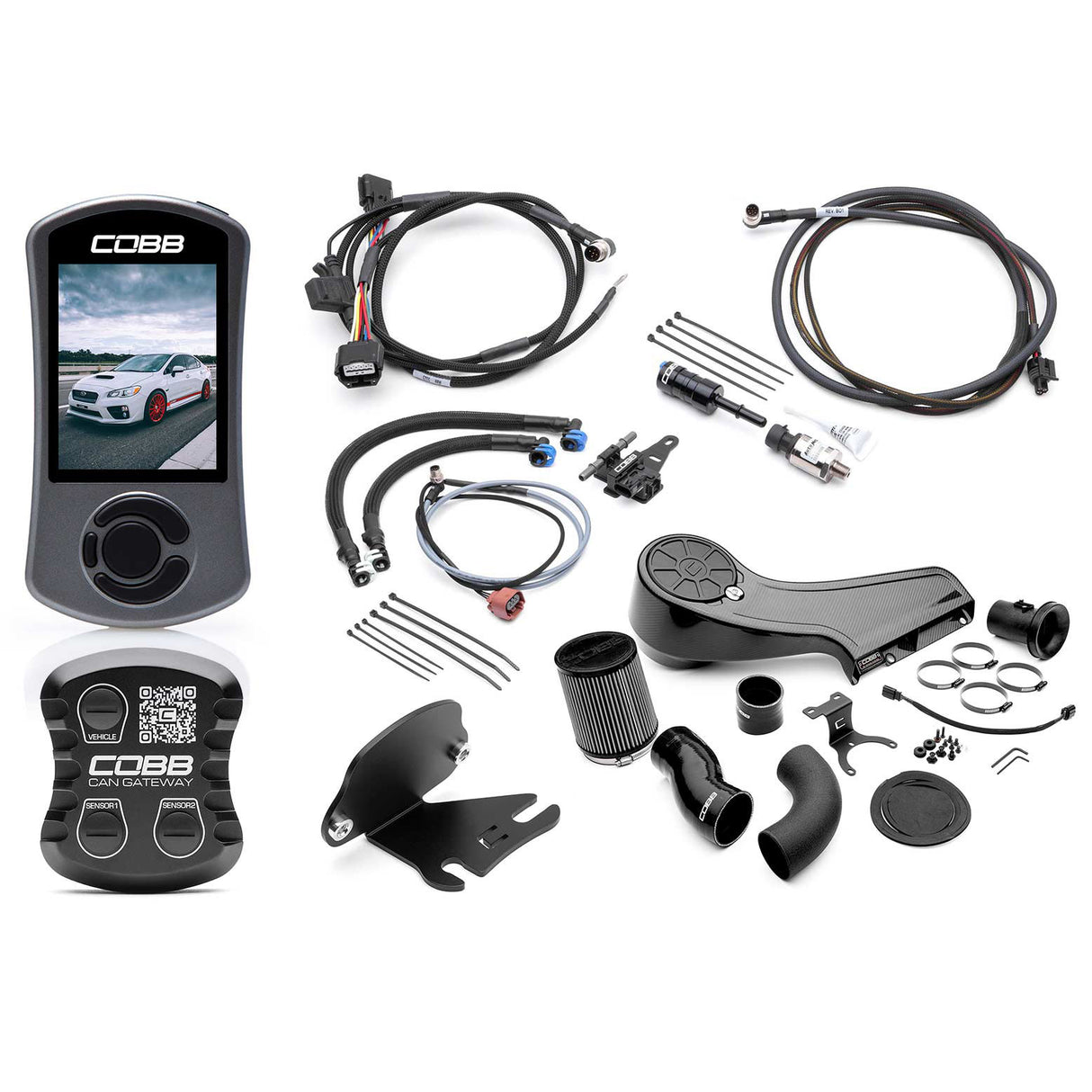 COBB Stage 1+ CAN Flex Fuel Redline Carbon Fiber Power Package (SUB0040W1P-1FF-RED) | Subaru WRX 2015-2017