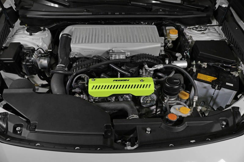Perrin Performance Pulley Cover Neon Yellow compatible w/ Perrin AOS Subaru 2022-2025 WRX / 2018-2025 Crosstrek | PSP-ENG-154NY