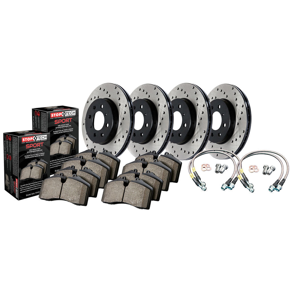 StopTech Sport Complete Kit Drilled Rotors Front / Rear Subaru 1998-2001 Impreza 2.5RS | 979.47004