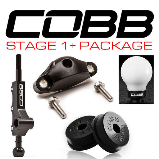 Cobb Tuning Stage 1+ Drivetrain Package 5-Speed w/ Factory Short Shifter White Knob w/ Stealth Black Subaru 2002-2007 WRX