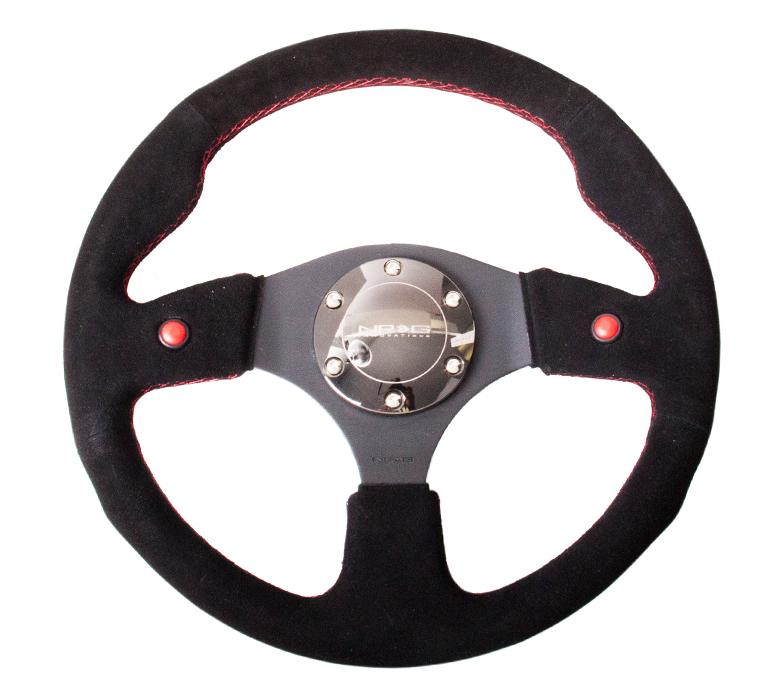NRG 320mm Sport Suede Steering Wheel w/ 2 Button | RST-007S