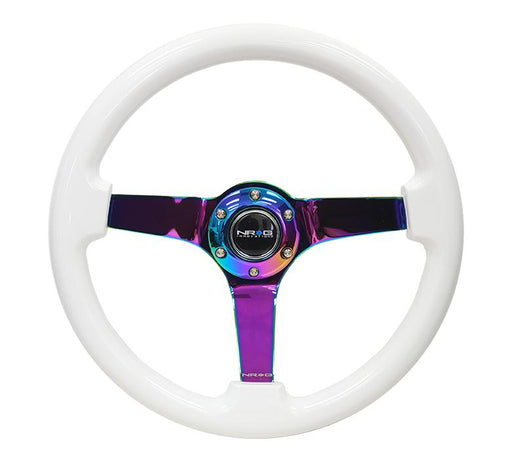NRG 350mm Steering Wheel Classic White Wood Neo Chrome Center Universal