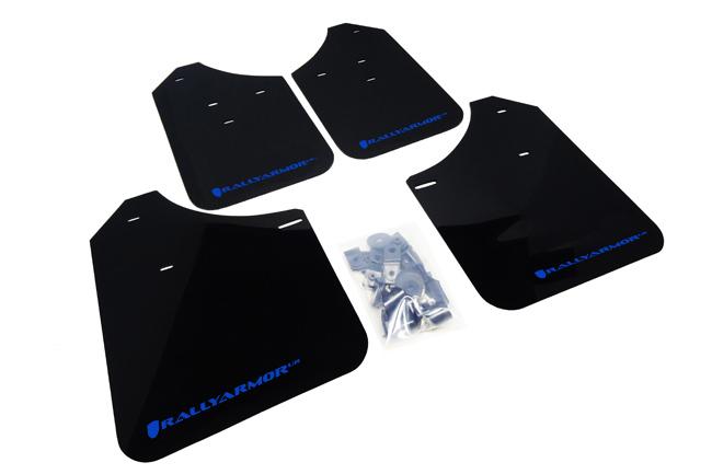 Rally Armor UR Mud Flaps Black Urethane Blue Logo Subaru 2002-2007 WRX / 2004-2007 STI | MF1-UR-BLK/BL