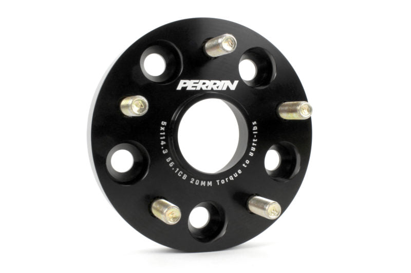 Perrin Wheel Spacers 20mm 5x114.3 Bolt Pattern 56mm Hub Centric Set of 2 Black (PSP-WHL-020BK) | Subaru WRX 2015-2025 / STI 2005-2021 / Outback XT 2020-2025 / Legacy XT 2020-2025
