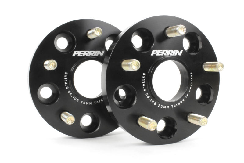 Perrin Wheel Spacers 20mm 5x114.3 Bolt Pattern 56mm Hub Centric Set of 2 Black (PSP-WHL-020BK) | Subaru WRX 2015-2025 / STI 2005-2021 / Outback XT 2020-2025 / Legacy XT 2020-2025