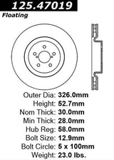 Stoptech Premium High Carbon Front Rotor Subaru 2004 STI | 125.47019