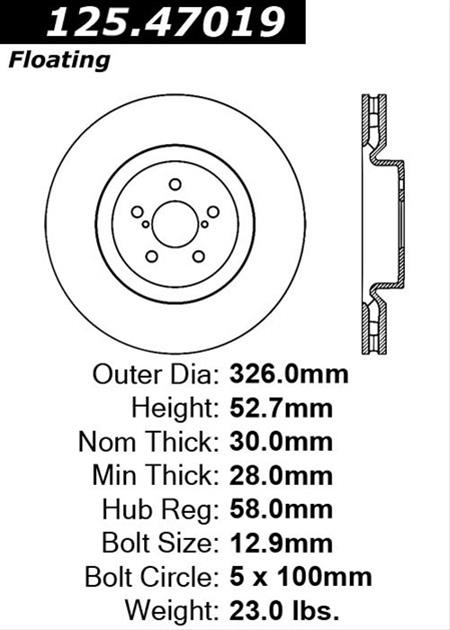 Stoptech Premium High Carbon Front Rotor Subaru 2004 STI | 125.47019