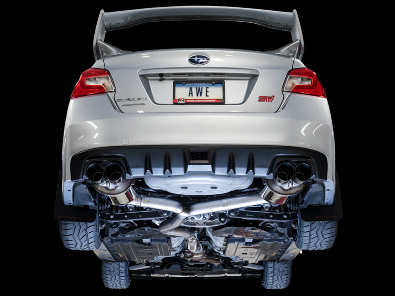 AWE Touring Edition Cat Back Exhaust Chrome Silver Tips (SEDAN) Subaru 2011-2014 WRX / 2011-2021 STI | 3015-42104