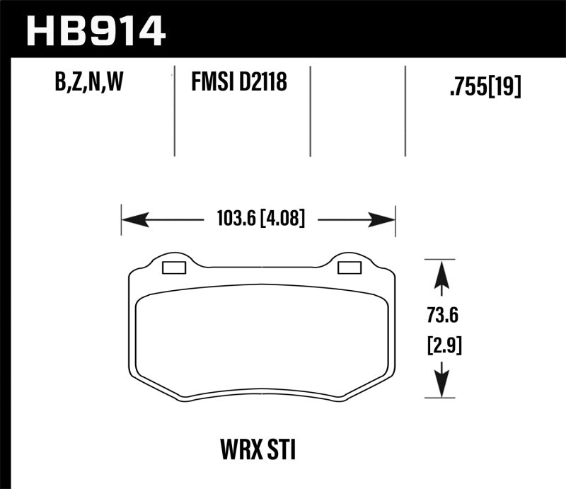 Hawk Performance Ceramic Brembo Rear Brake Pads Subaru 2018-2021 STI | HB914Z.580