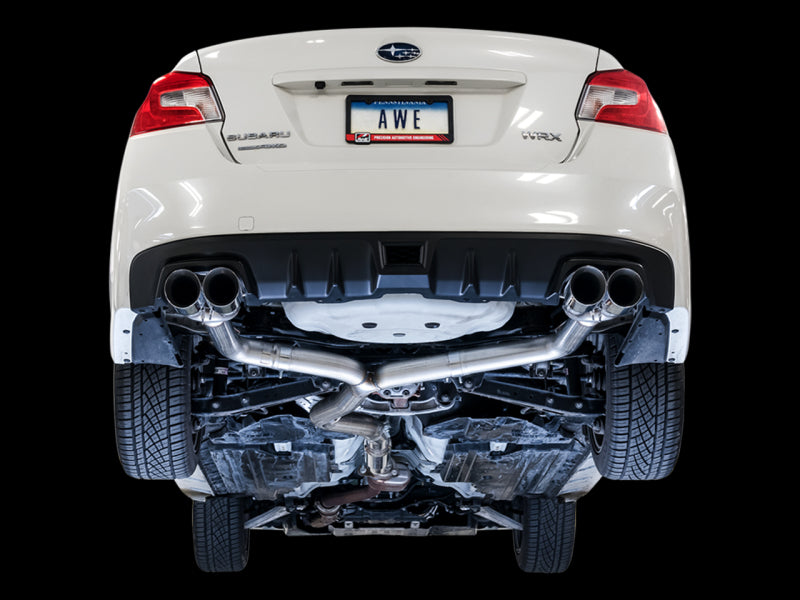 AWE Track Edition Cat Back Exhaust Diamond Black Tips (SEDAN) Subaru 2011-2021 WRX / 2011-2021 STI | 3020-43066