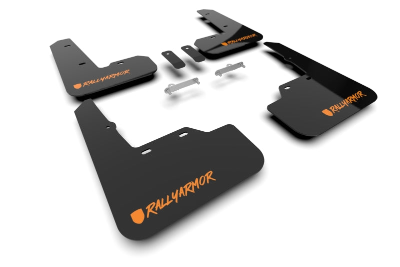 Rally Armor UR Mud Flaps Black Urethane Orange NEW Logo Subaru 2022-2024 WRX | MF92-UR-BLK/OR-X