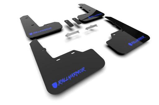 Rally Armor UR Mud Flaps Black Urethane Blue NEW Logo Subaru 2022-2024 WRX | MF92-UR-BLK/BL-X