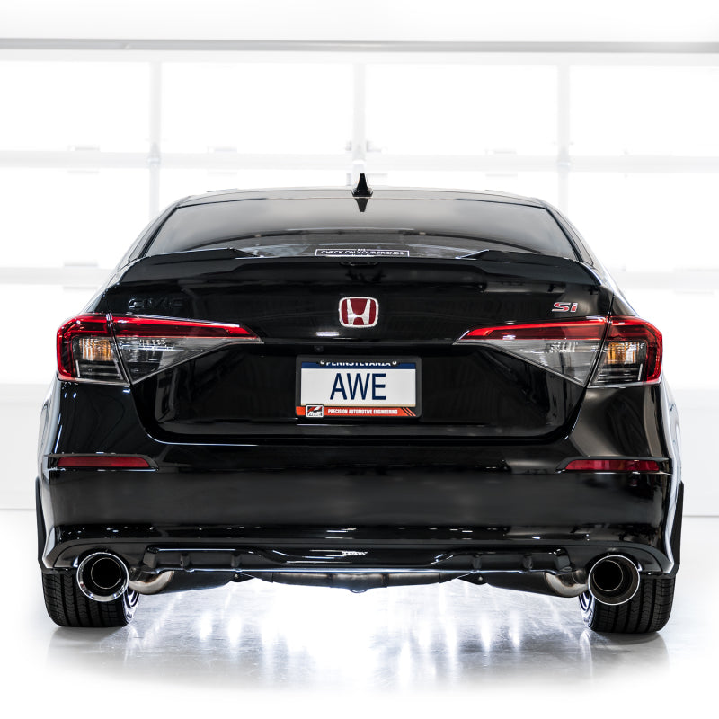 AWE Track Edition Cat Back Exhaust Dual Chrome Silver Tips 2022-2024 Honda Civic Si / 2023-2024 Acura Integra | 3020-32331