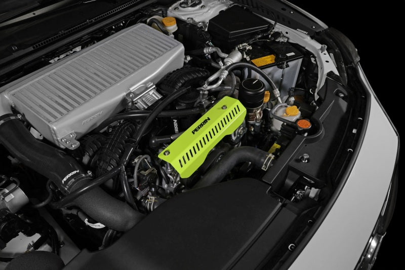 Perrin Performance Pulley Cover Neon Yellow compatible w/ Perrin AOS Subaru 2022-2025 WRX / 2018-2025 Crosstrek | PSP-ENG-154NY