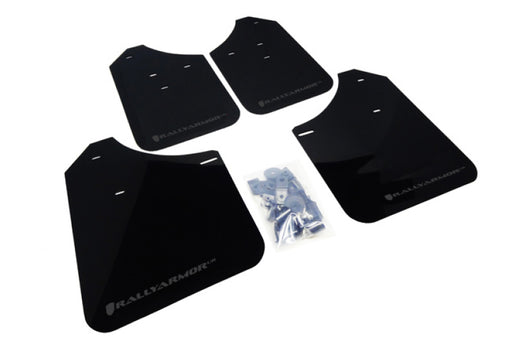 Rally Armor UR Mud Flaps Black Urethane Grey Logo Subaru 2002-2007 WRX / 2004-2007 STI | MF1-UR-BLK/GRY