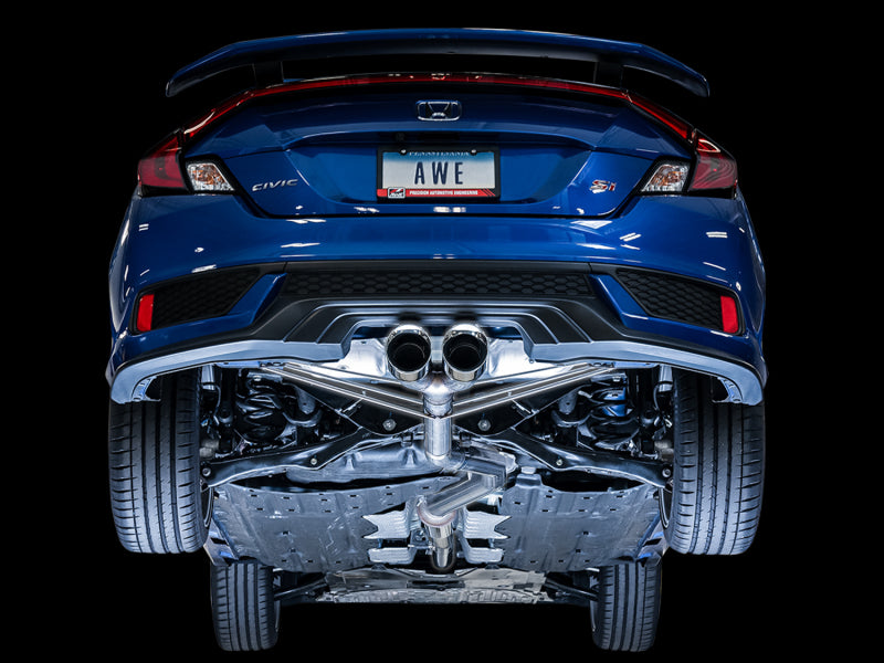 AWE Track Edition Exhaust w/ Front Pipe Dual Chrome Silver Tips 2017-2020 Honda Civic Si | 3020-32052