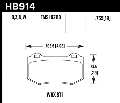 Hawk Performance DTC-30 Brembo Rear Brake Pads Subaru 2018-2021 STI | HB914W.580