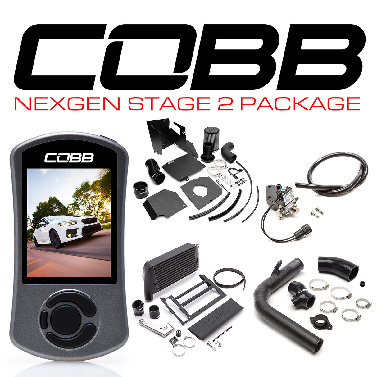 COBB NexGen Stage 2 Power Package w/ SF Intake Black Intercooler Subaru 2015-2021 WRX | SUB004NG2W2-BK