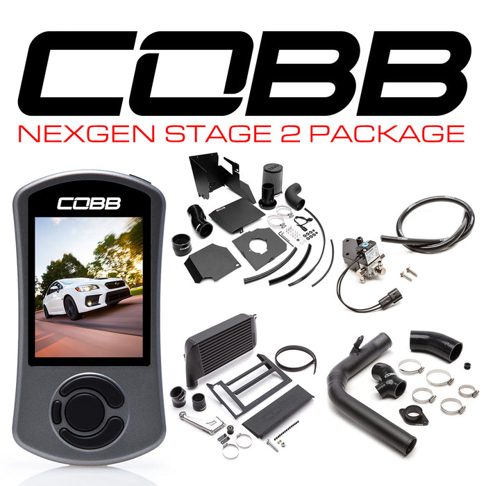 Cobb Tuning NexGen Stage 2 Power Package w/ SF Intake Black Intercooler Subaru 2015-2021 WRX | SUB004NG2W2-BK