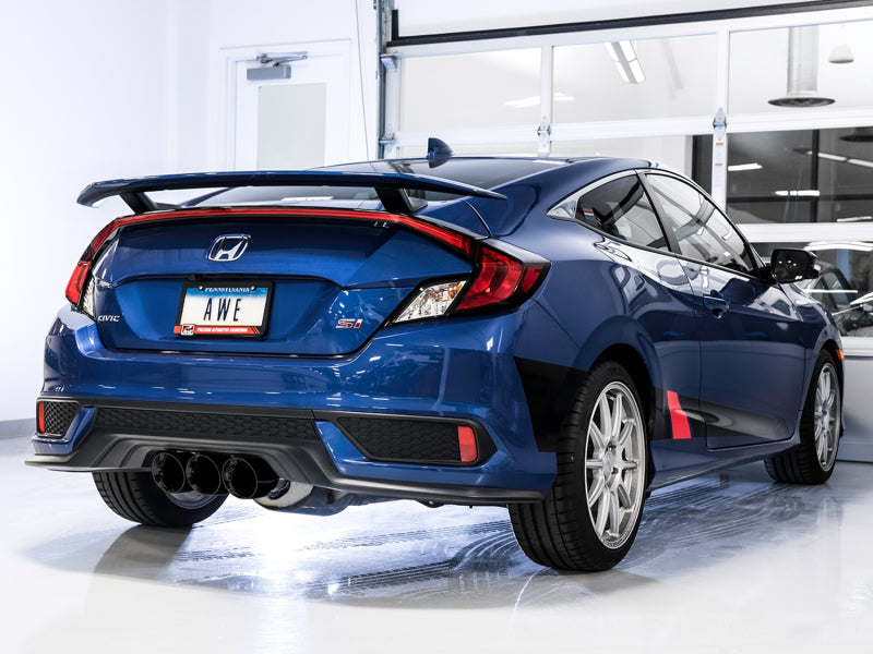 AWE Touring Edition Exhaust w/ Front Pipe Dual Diamond Black Tips 2017-2020 Honda Civic Si | 3015-33122