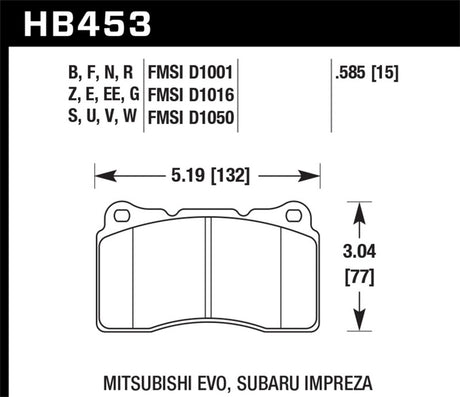 Hawk Performance HPS 5.0 Brembo Front Brake Pads Subaru 2004-2017 STI | HB453B.585