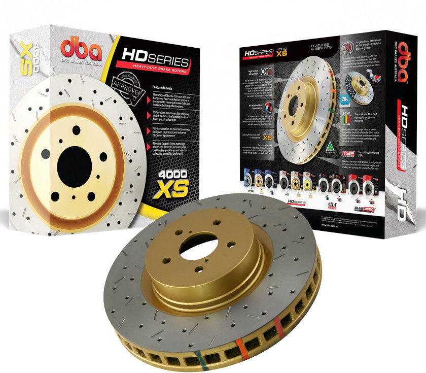 DBA Brakes 4000 Series Front Rotor Drilled And Slotted Subaru 2008-2014 WRX / 2015-2021 WRX w/o Eyesight 42659XS-10 - jnaperformance.com