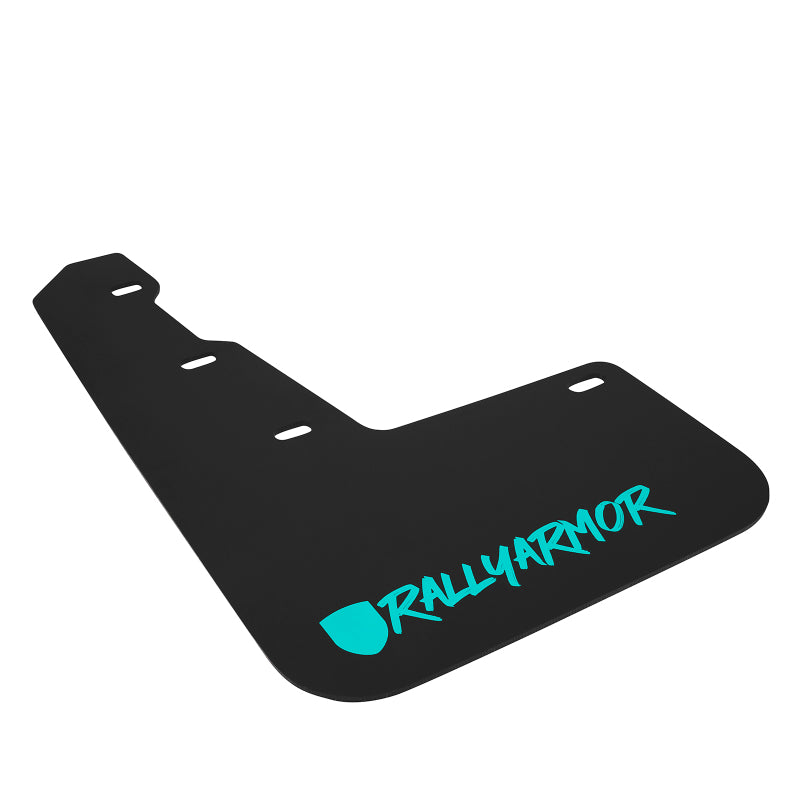 Rally Armor UR Mud Flaps Black Urethane Teal NEW Logo Subaru 2015-2021 WRX / 2015-2021 STI | MF32-UR-BLK/TL-X