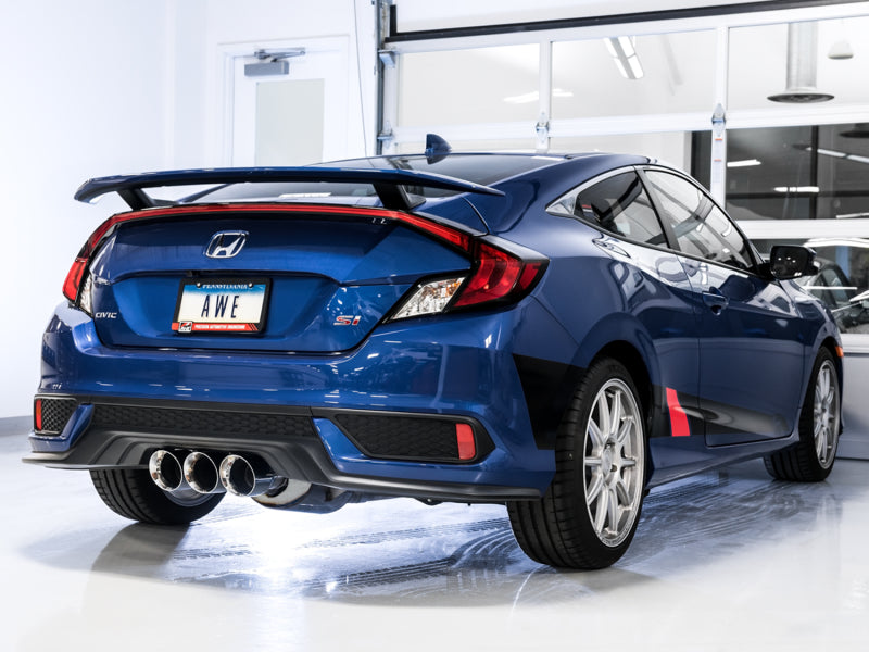 AWE Touring Edition Exhaust w/Front Pipe Triple Chrome Silver Tips 2017-2020 Honda Civic Si | 3015-52012