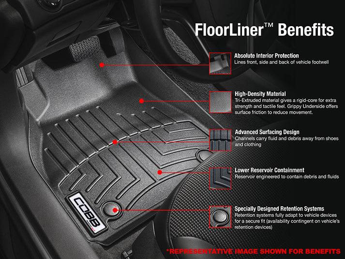 COBB Front and Rear FloorLiner by WeatherTech Black Subaru 2008-2014 WRX / 2008-2014 STI | WT44166-1-2