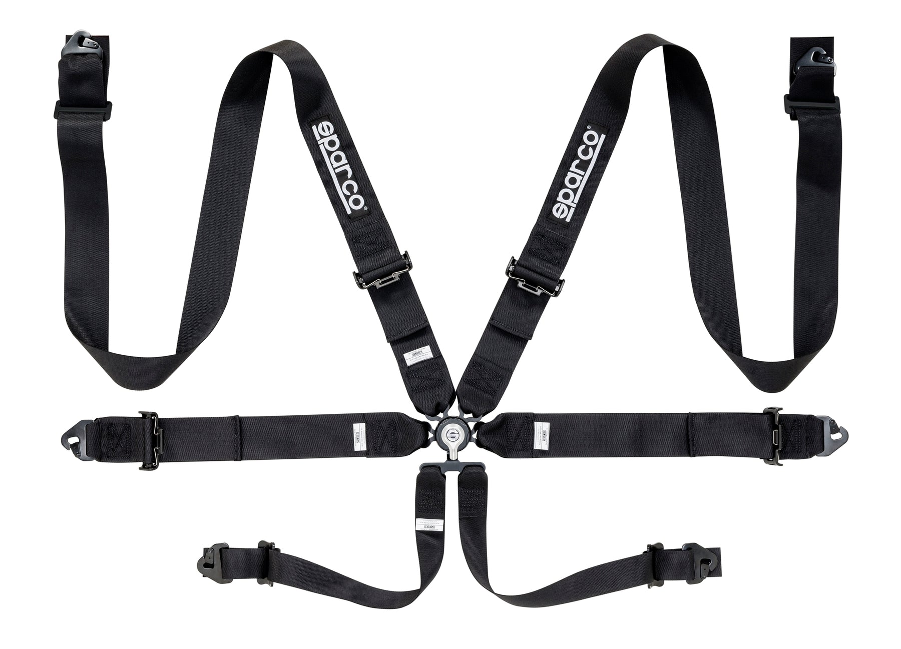Sparco Seat Belt Harness 6PT 3" Steel Snap-In Competition Black Universal