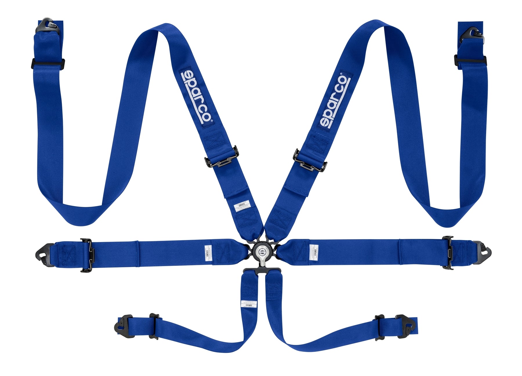 Sparco Seat Belt Harness 6PT 3" Steel Snap-In Competition Blue Universal