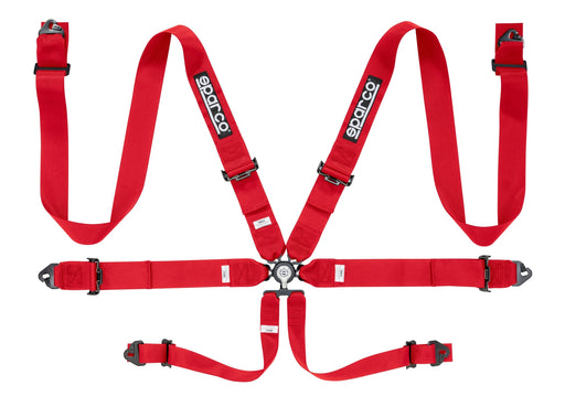 Sparco Seat Belt Harness 6PT 3" Steel Snap-In Competition Red Universal