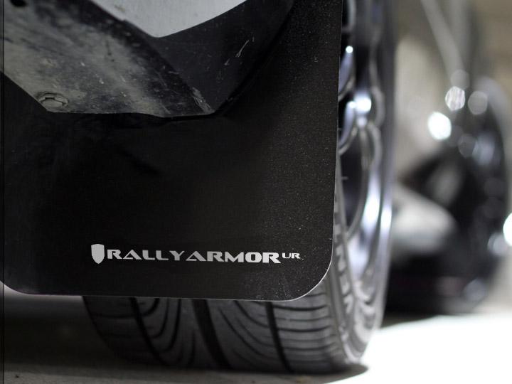 Rally Armor UR Mud Flaps Black Urethane White Logo Subaru 2008-2010 WRX | MF6-UR-BLK/WH