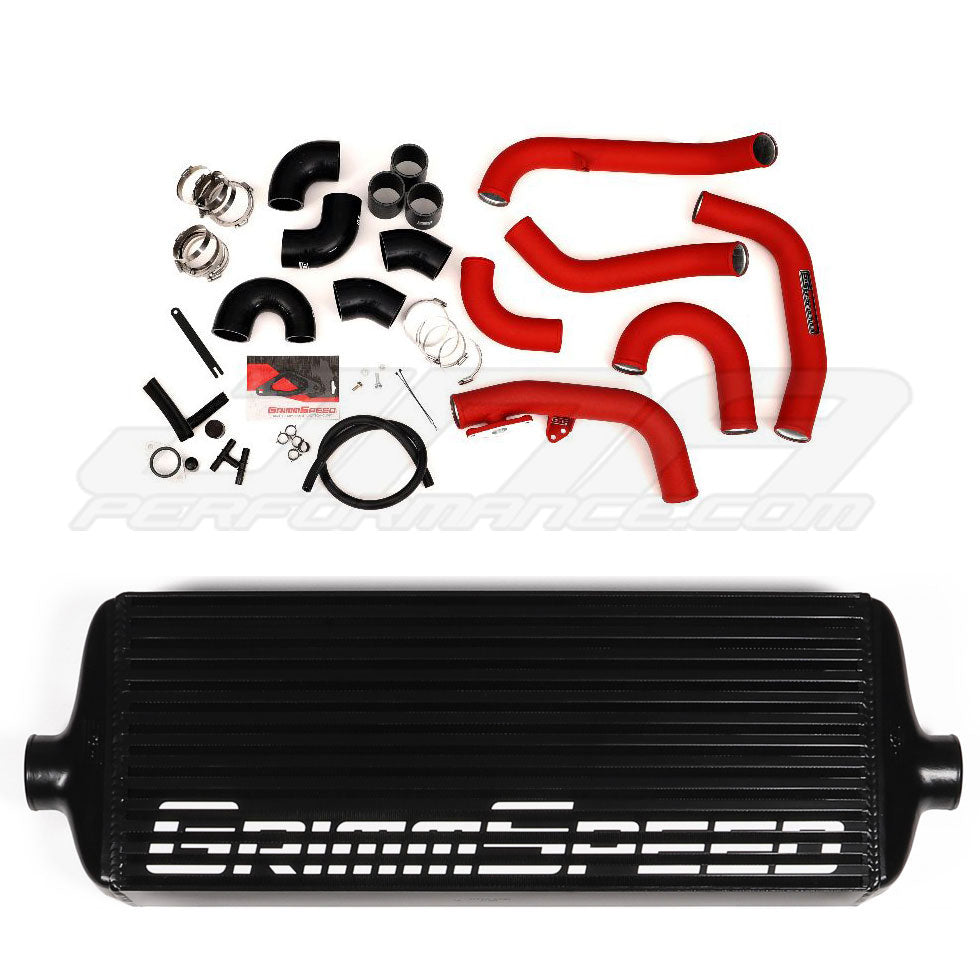 GrimmSpeed Front Mount Intercooler Kit Black Core w/ Red Piping Subaru 2015-2020 WRX