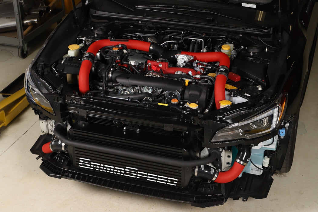 GrimmSpeed Front Mount Intercooler Kit Black Core w/ Red Piping Subaru 2015-2020 STI