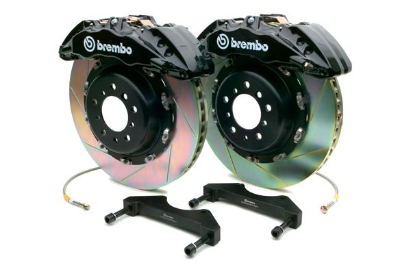 Brembo Gran Turismo 6 Piston Front Brake Kit Black Slotted Rotors Subaru 2004-2017 STI