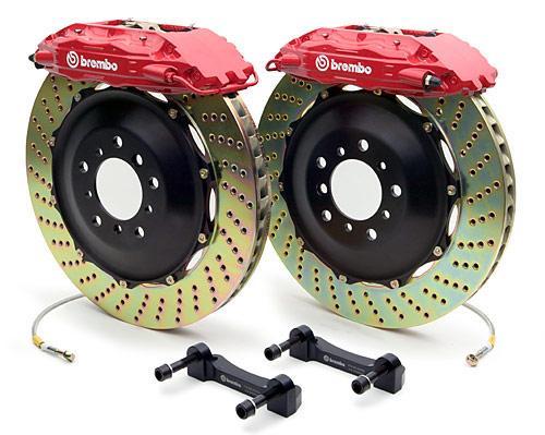 Brembo Gran Turismo 6 Piston Front Brake Kit Red Drilled Rotors Subaru 2008-2014 WRX