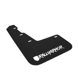 Rally Armor UR Mud Flaps Black Urethane White NEW Logo Subaru 2015-2021 WRX / 2015-2021 STI | MF32-UR-BLK/WH-X