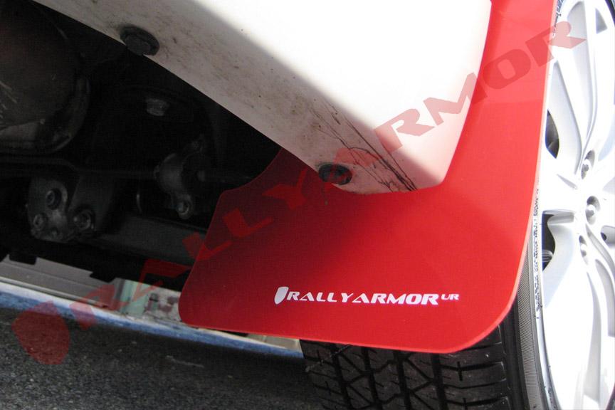 Rally Armor UR Mud Flaps Red Urethane White Logo Subaru 2008-2010 WRX | MF6-UR-RD/WH