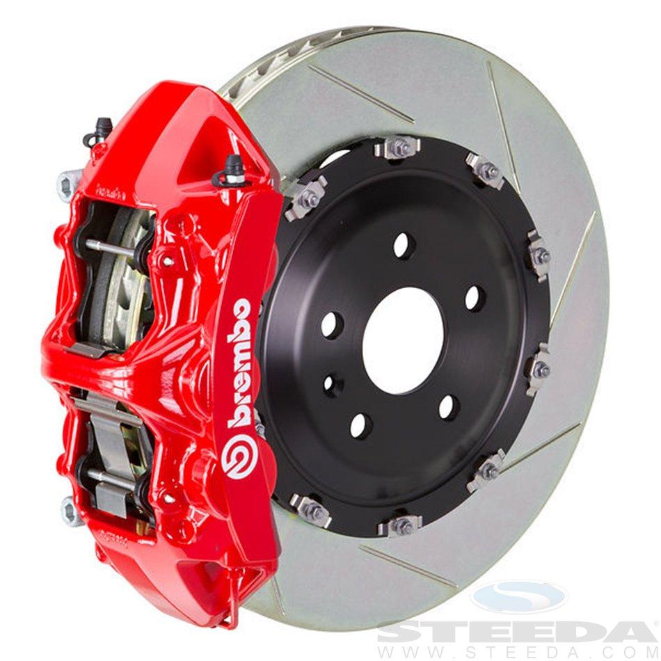 Brembo Gran Turismo 4 Piston Rear Brake Kit Red Slotted Rotors Subaru 2008-2014 STI