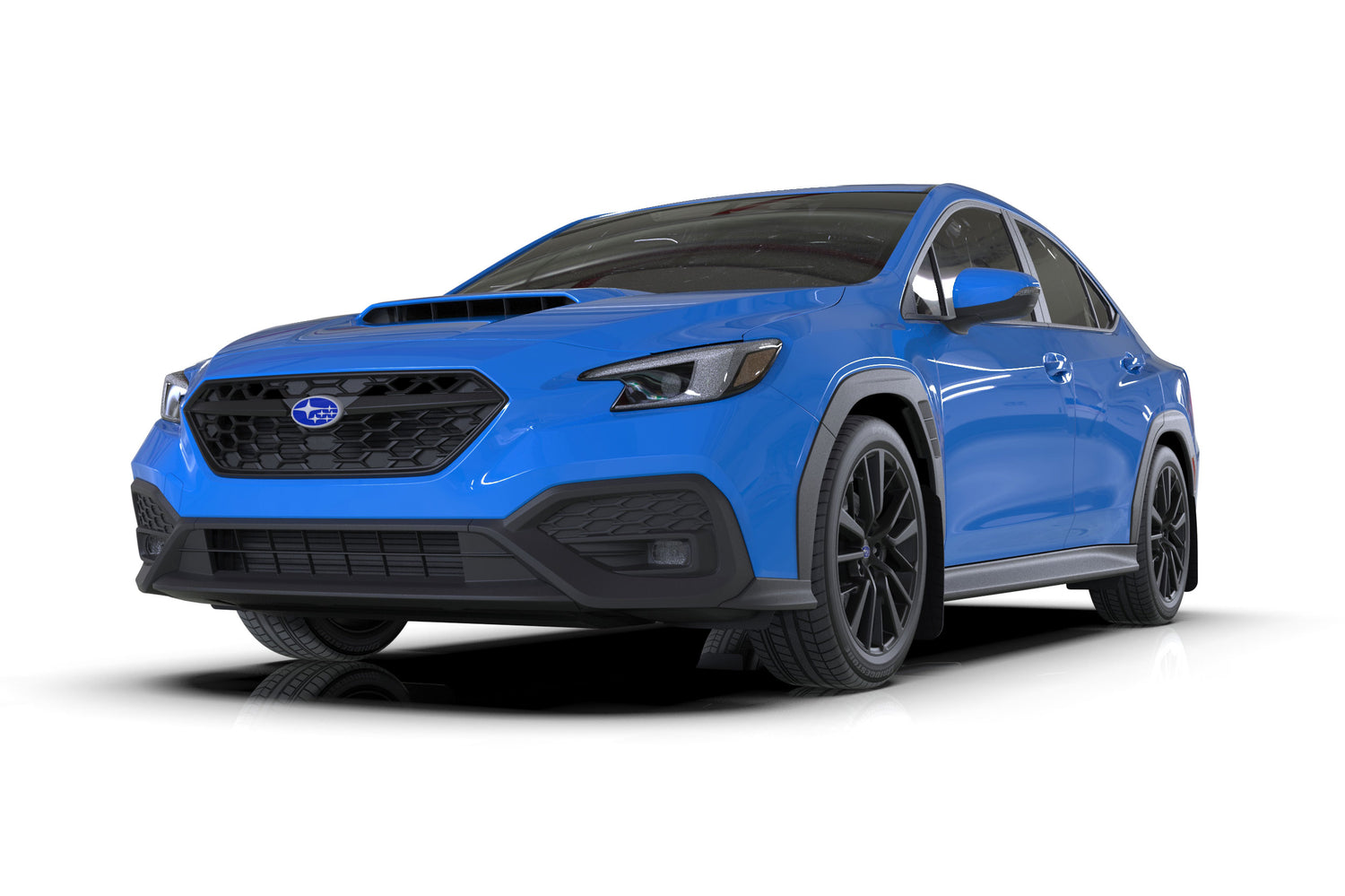 Rally Armor UR Mud Flaps Black Urethane Blue Logo Subaru 2022-2024 WRX | MF92-UR-BLK/BL