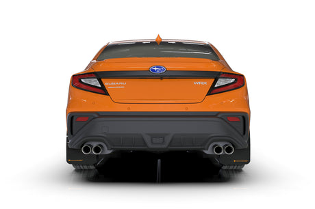 Rally Armor UR Mud Flaps Black Urethane Orange Logo Subaru 2022-2024 WRX | MF92-UR-BLK/OR