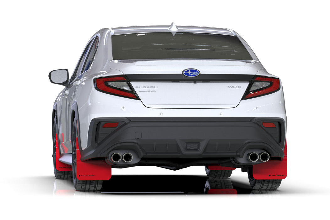 Rally Armor UR Mudflaps Red Urethane Black Logo Subaru 2022 WRX