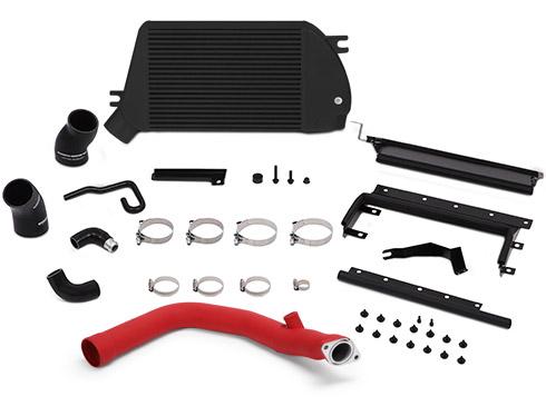 Mishimoto Top Mount Intercooler Kit Black Cooler And Wrinkle Red Pipes Subaru 2015-2018 WRX