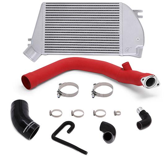 Mishimoto Top Mount Intercooler Kit Silver Cooler And Wrinkle Red Pipes Subaru 2015-2018 WRX
